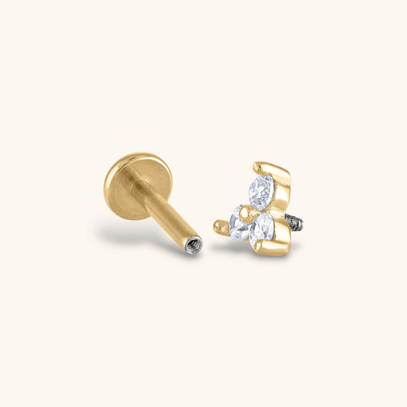 Crystal Trinity Threaded Flat Back Earring