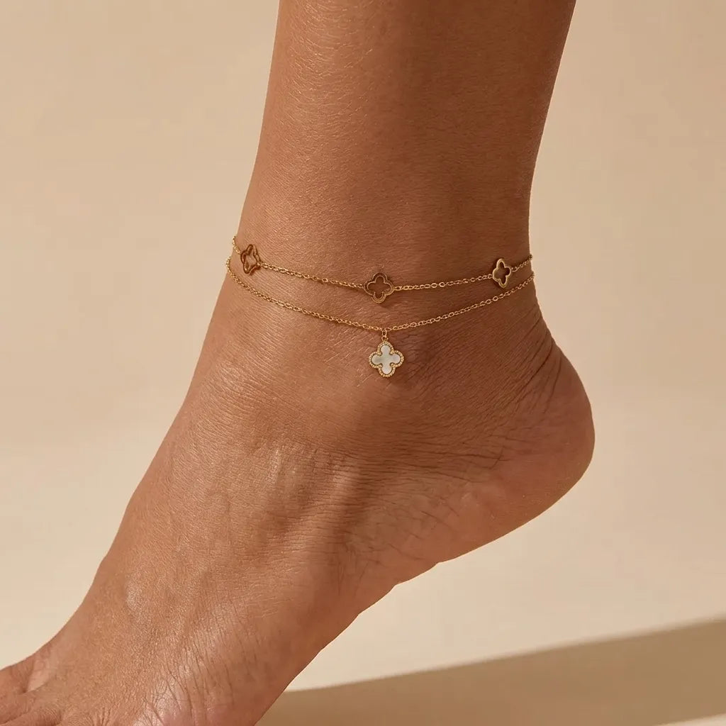Vera Layered Clover Anklet