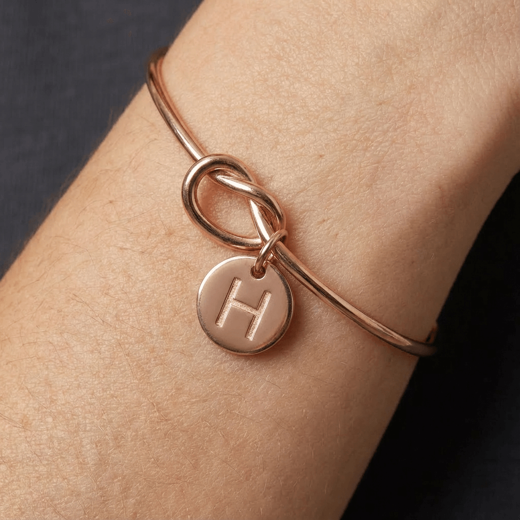 Personalized Knot Bangle Bracelet