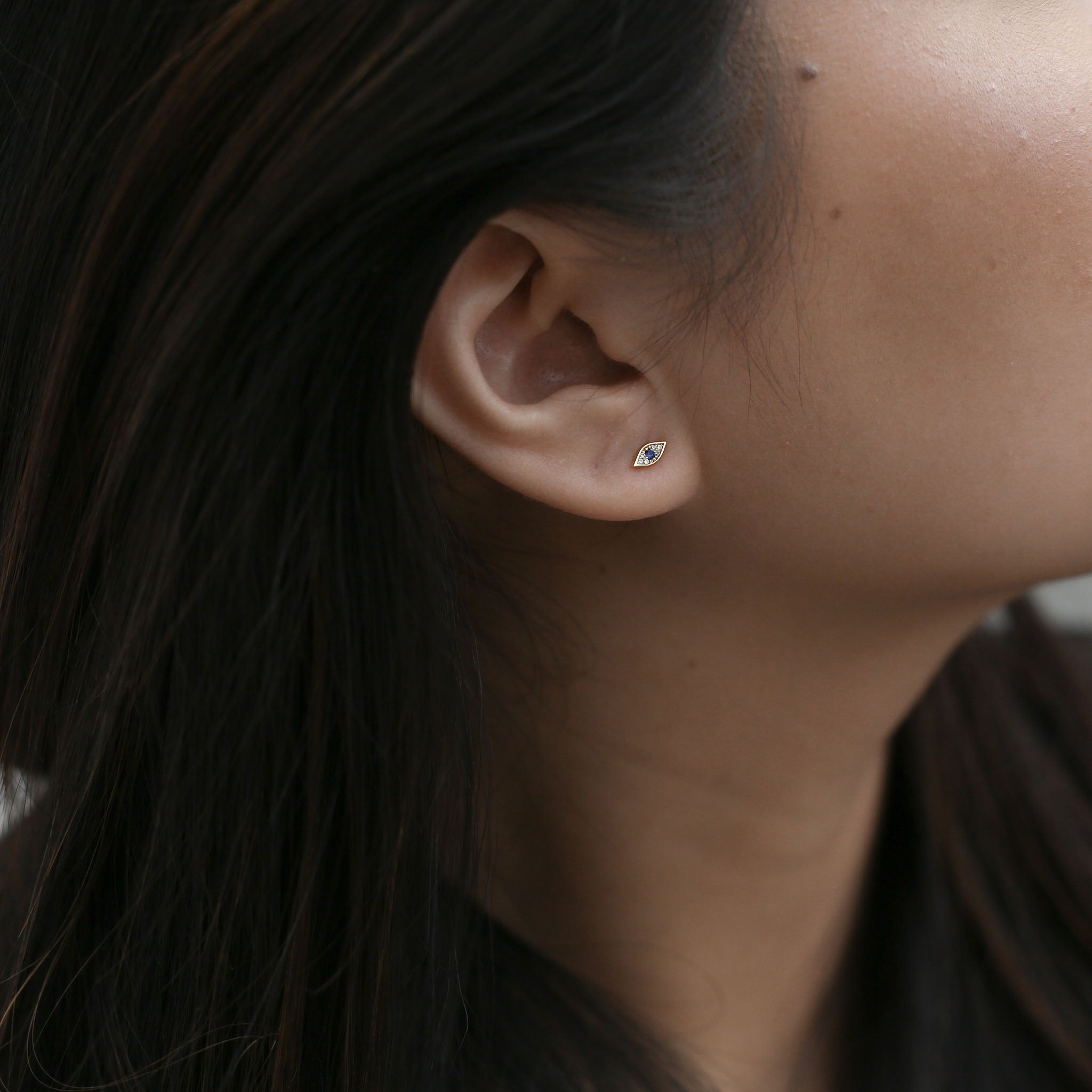 Evil Eye Push Pin Flat Back Earring