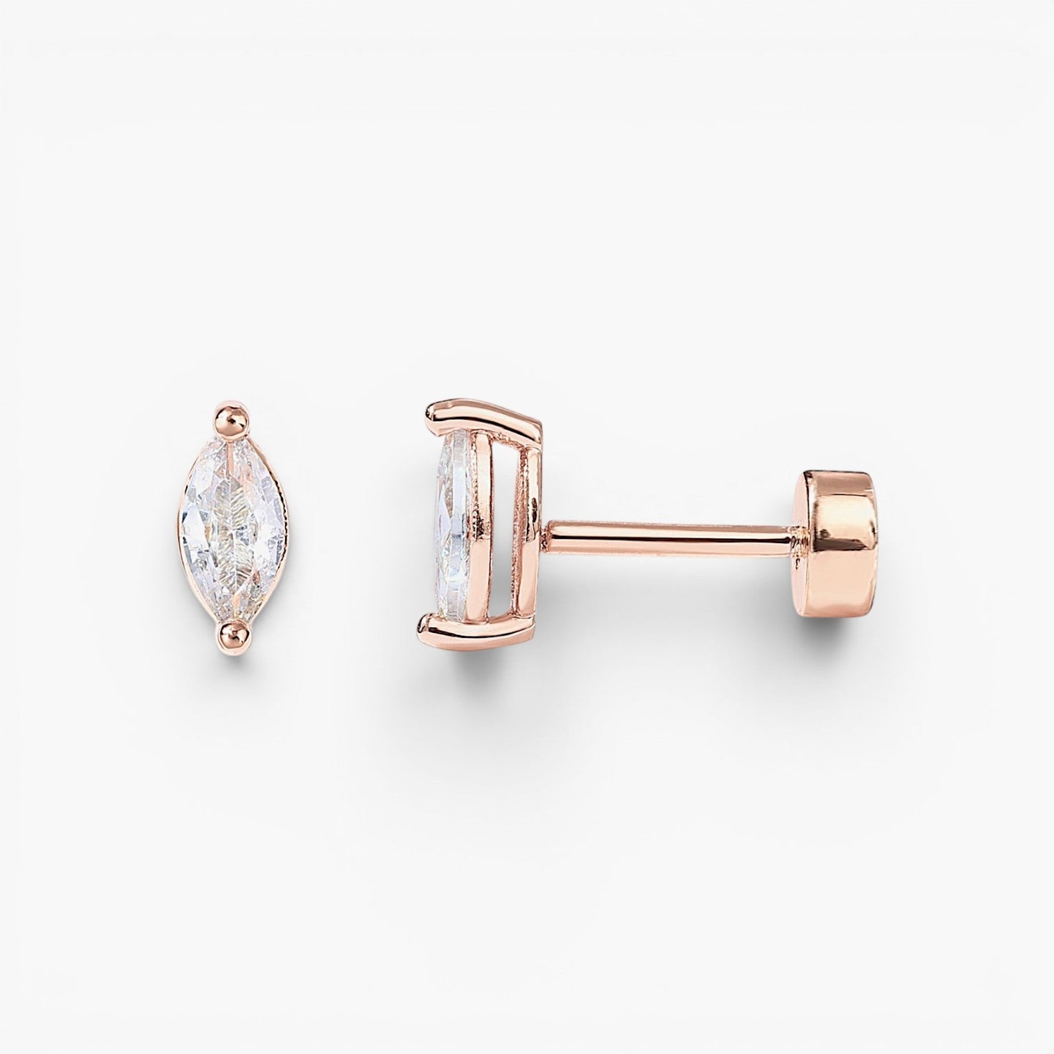 Marquise Tear Flat Back Stud Earrings