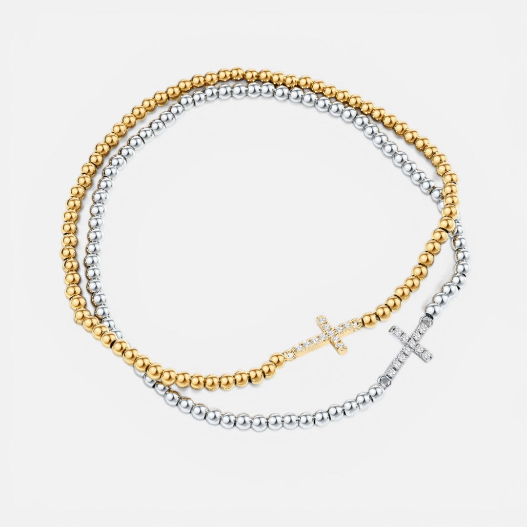 Aurelis Beaded Cross Stretch Bracelet