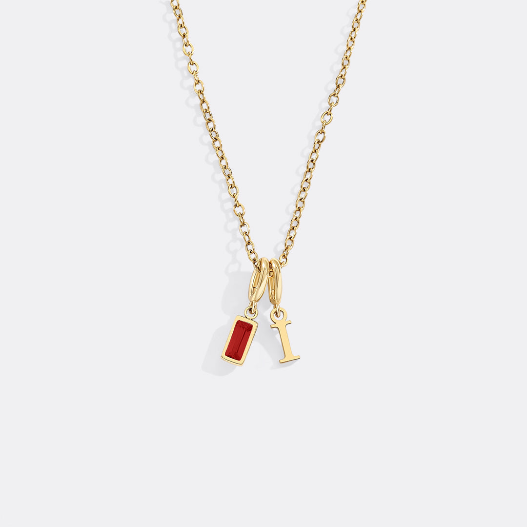 Avelis Initial Necklace with Birthstone Charm