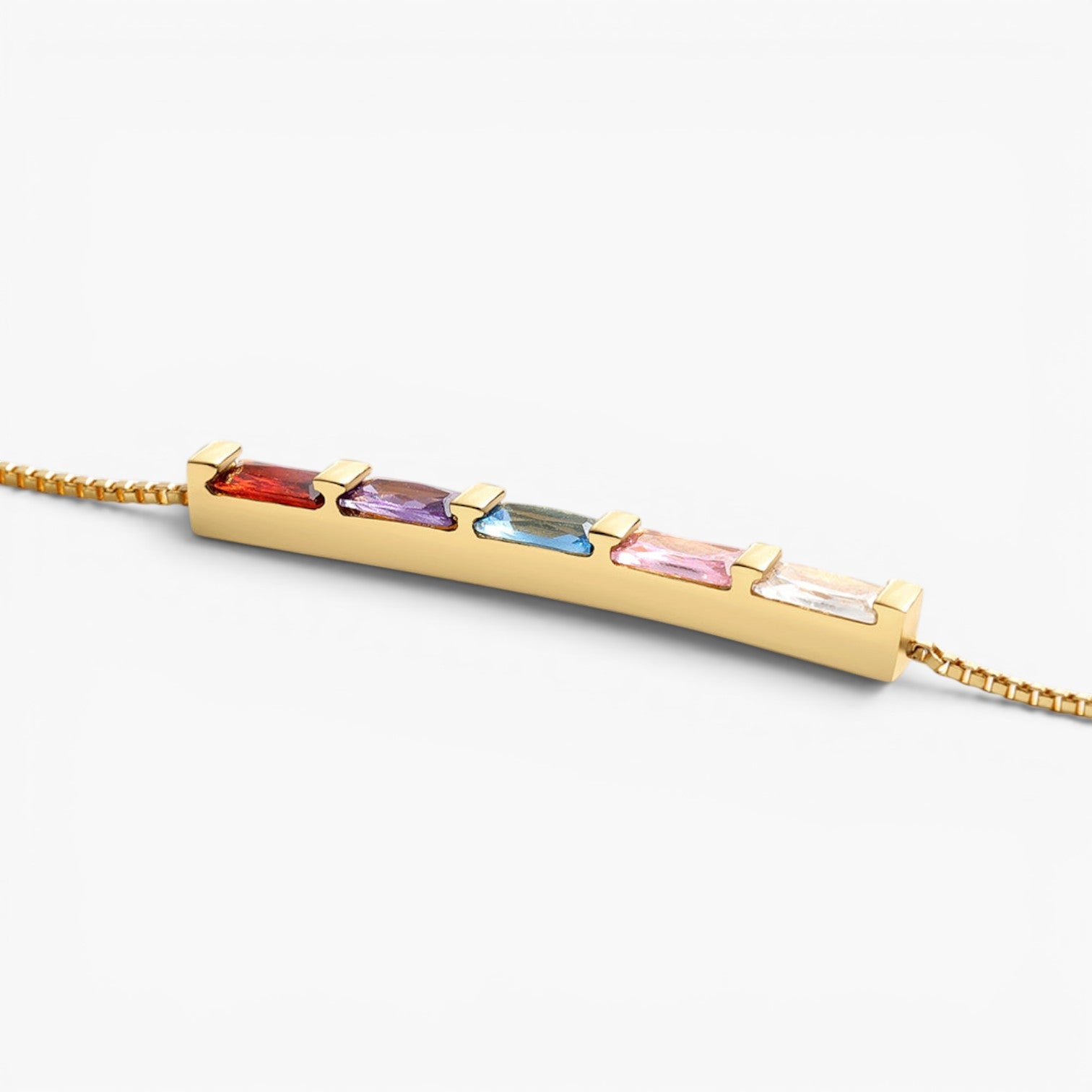 Baguette Birthstone Chain Bracelet