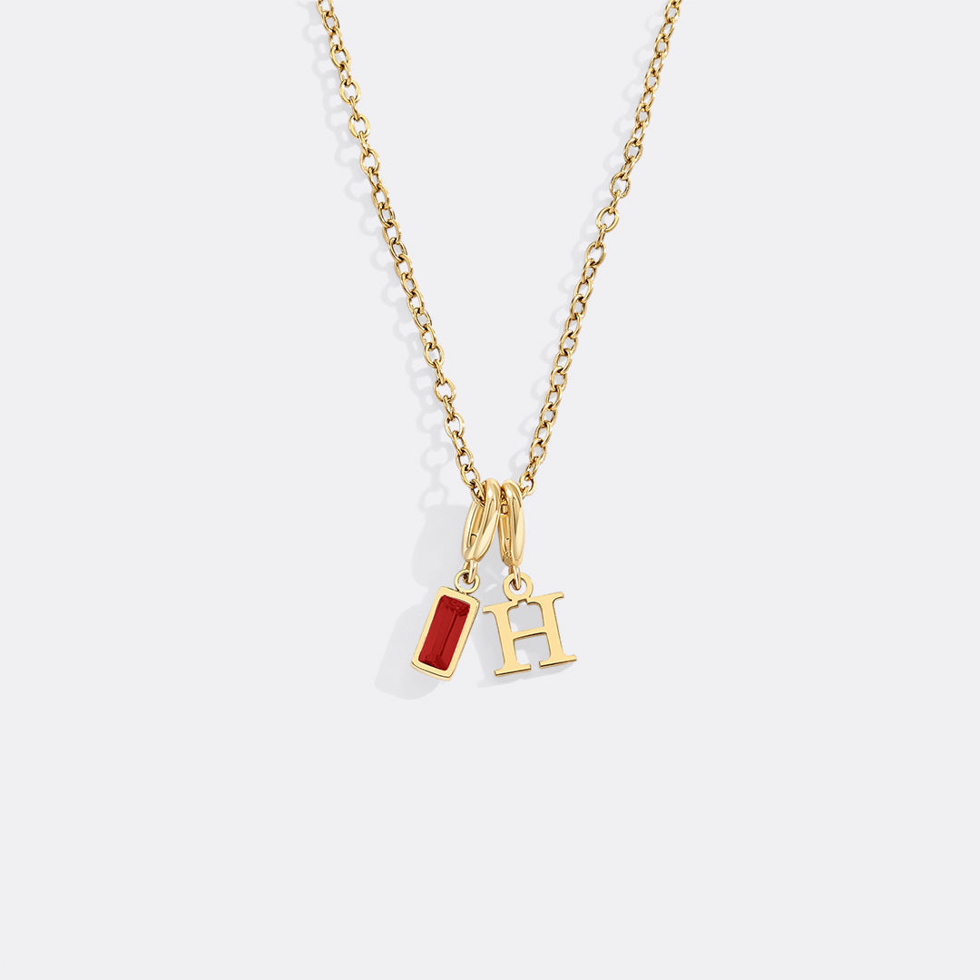 Avelis Initial Necklace with Birthstone Charm