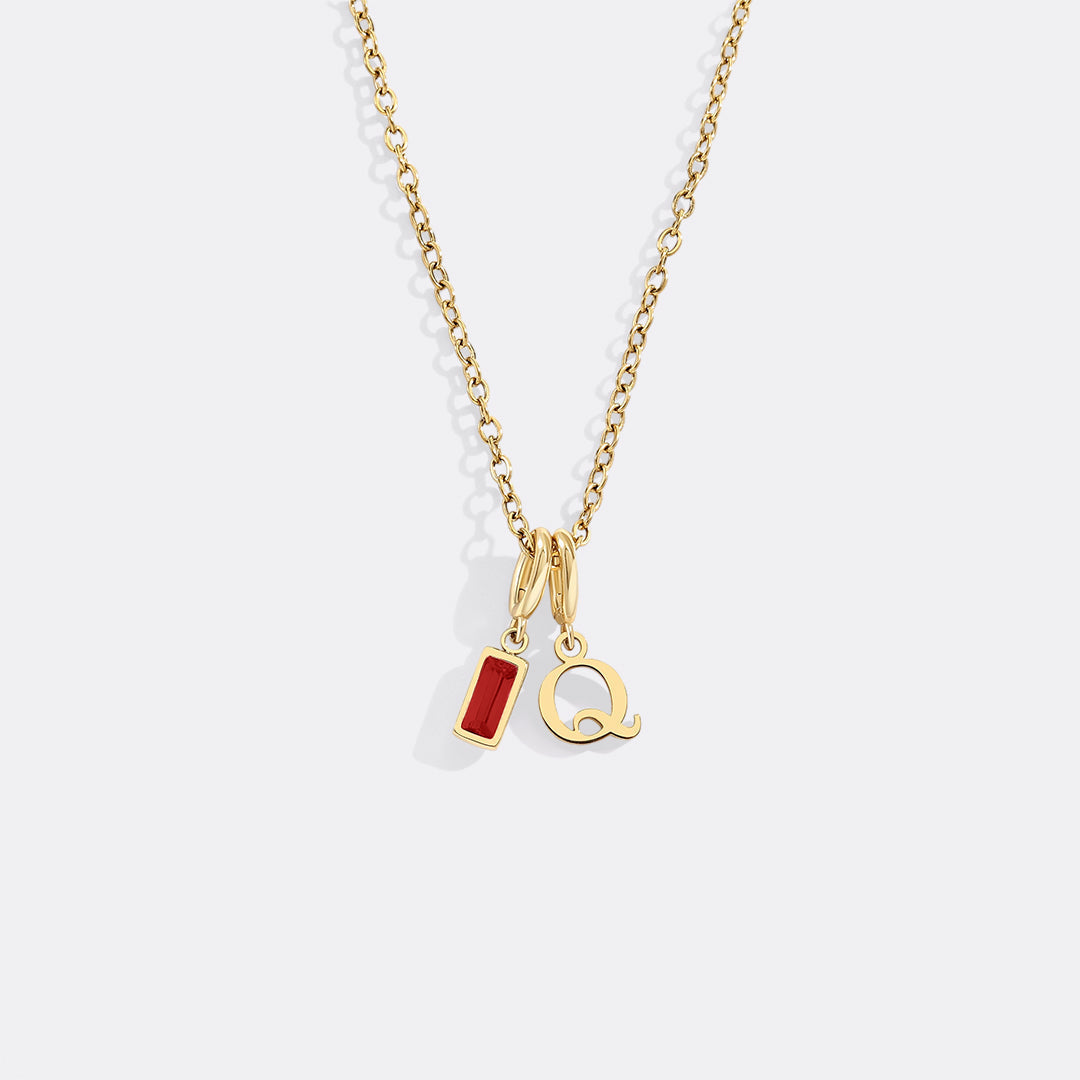 Avelis Initial Necklace with Birthstone Charm