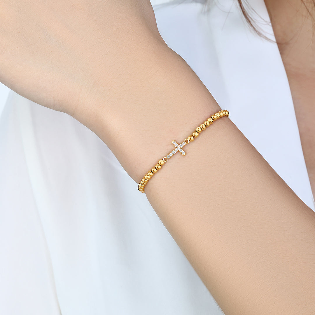 Aurelis Beaded Cross Stretch Bracelet