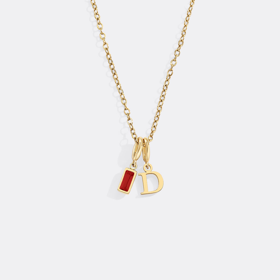 Avelis Initial Necklace with Birthstone Charm