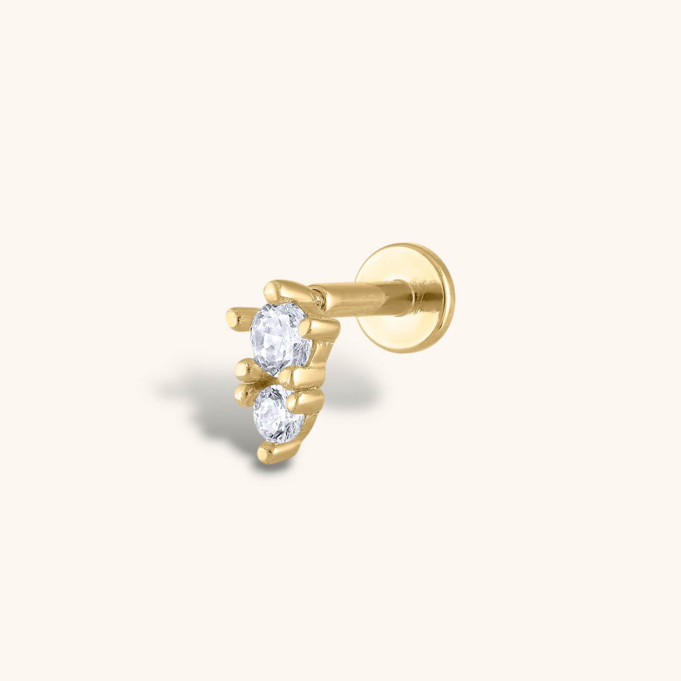 Gaia Threaded Flat Back Earring – Titanium - Gold