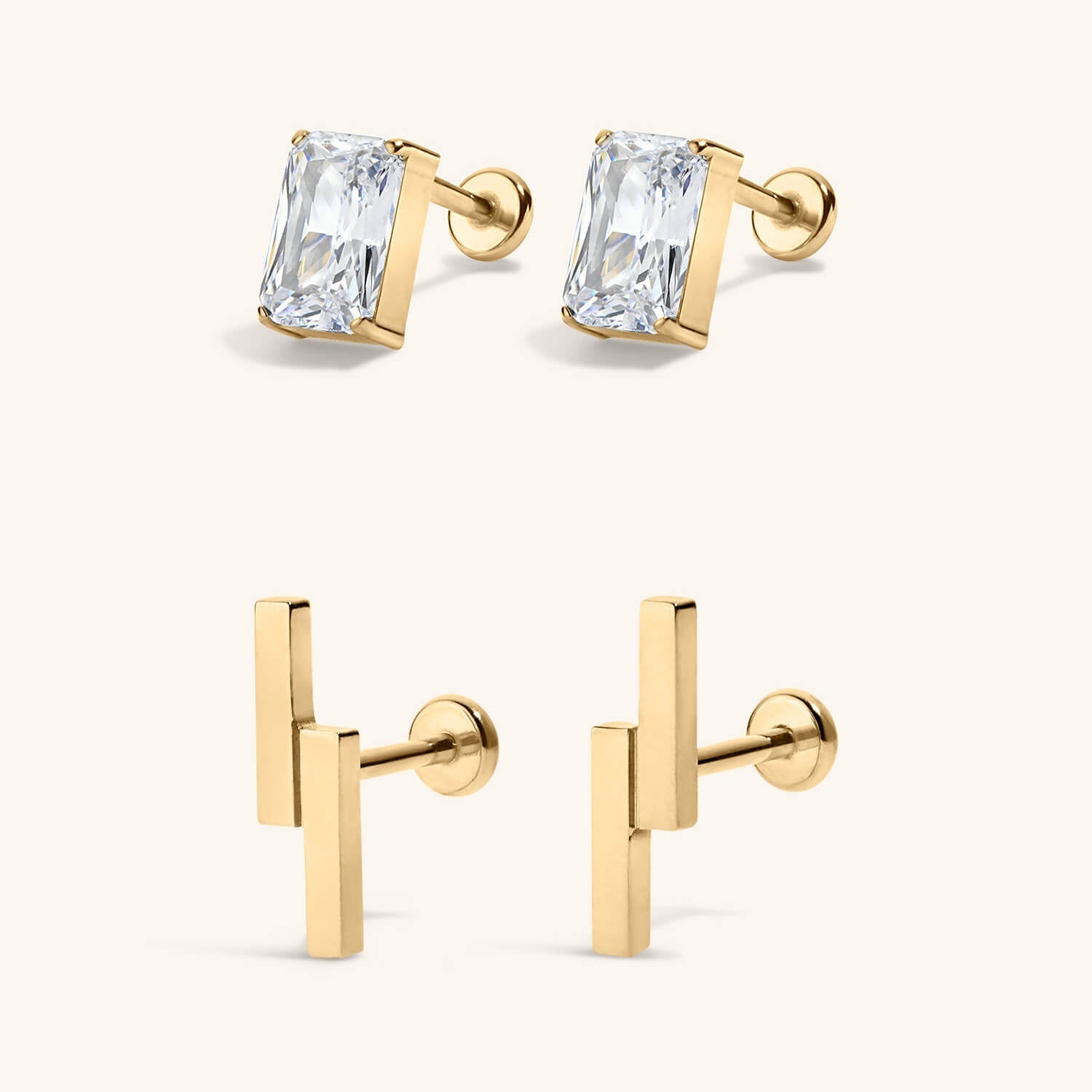 Modernist Nap Earrings Duo – Gold