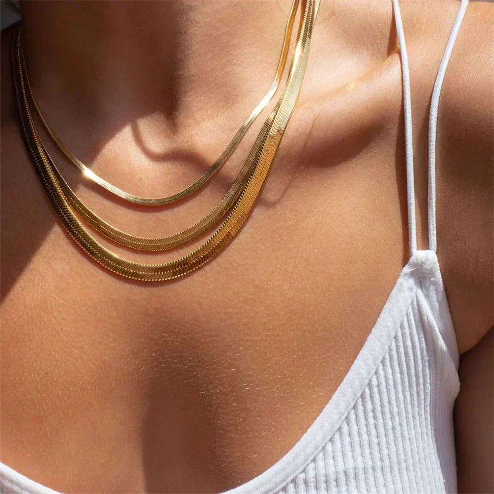 Gold & Silver Herringbone Necklace