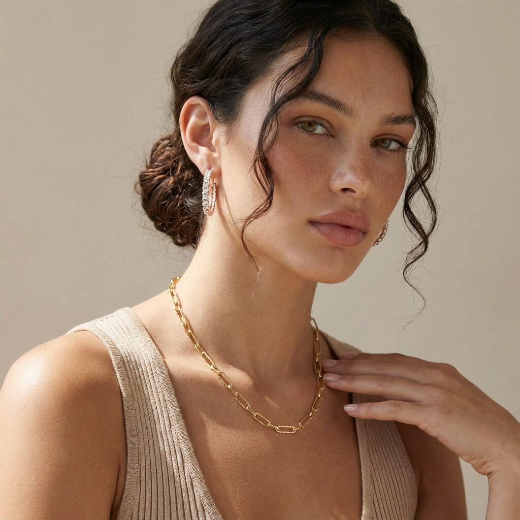 Textured Link Chain Necklace