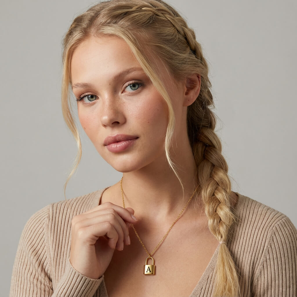 Personalized Initial Lock Necklace