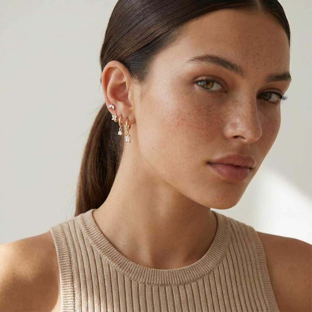 Crystal Bloom Lantern Earring Set