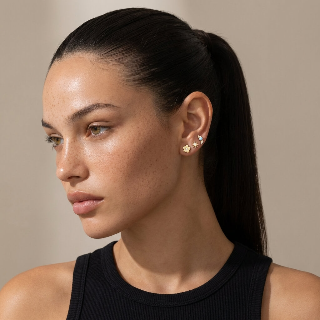 Flat Back Stud Earring Set – Mixed Shapes