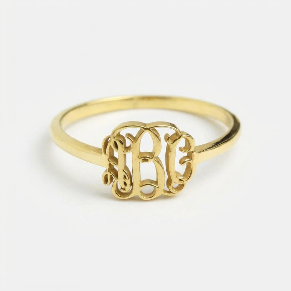 Minimal Monogram Initial Ring – Gold