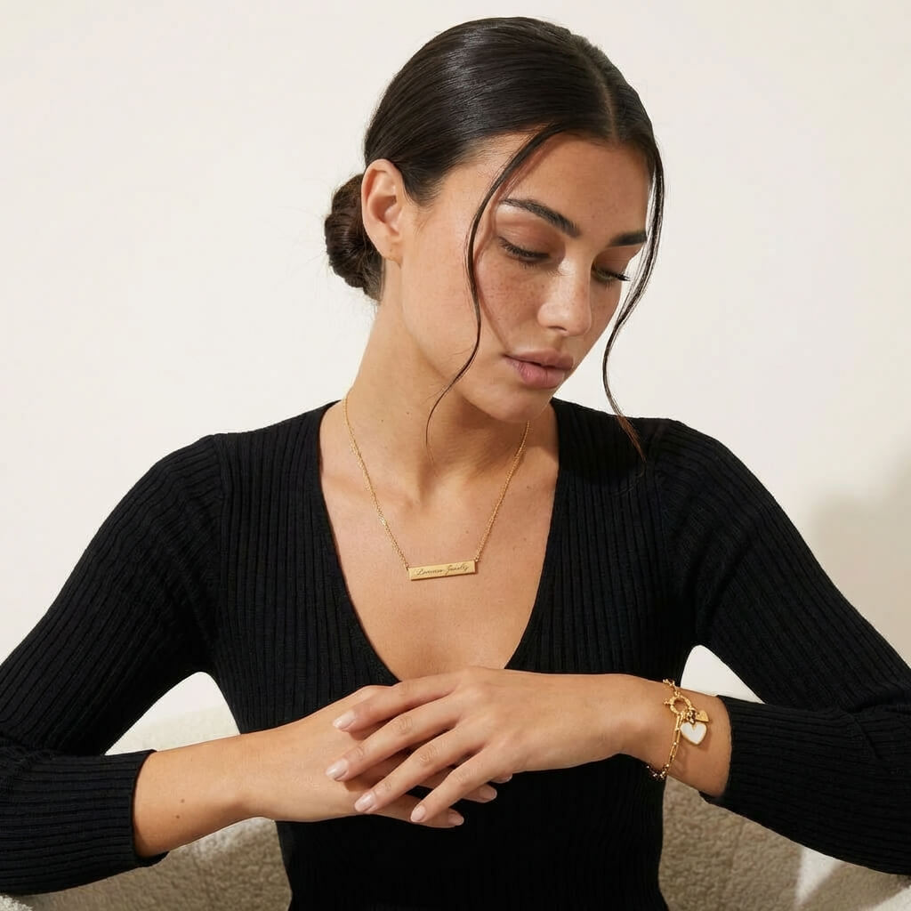 Mother of Pearl Initial Heart Bracelet