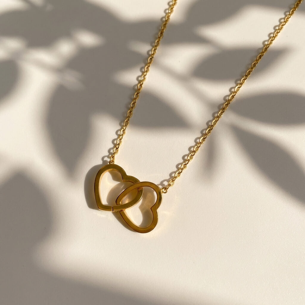 Double Heart Charm Necklace