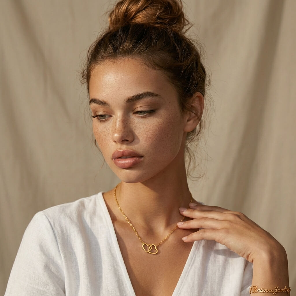 Double Heart Charm Necklace