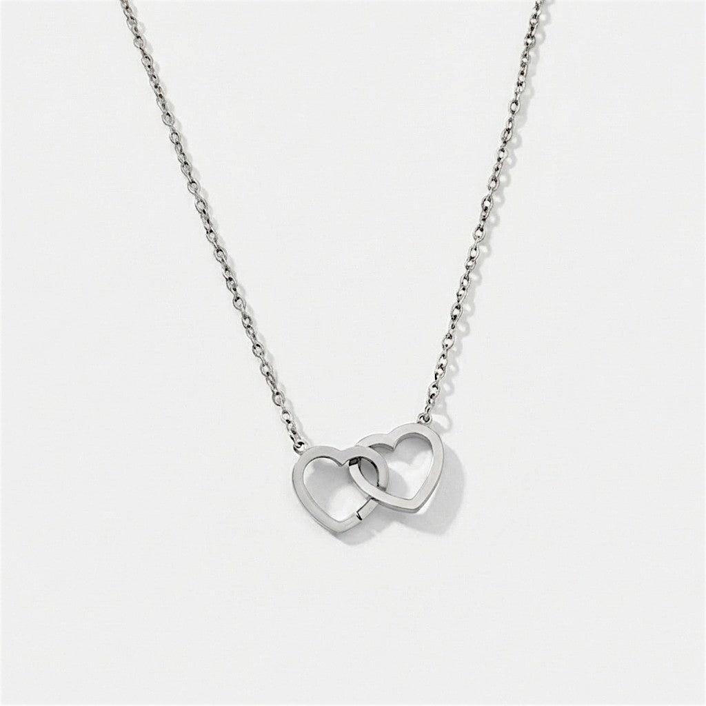 Double Heart Charm Necklace
