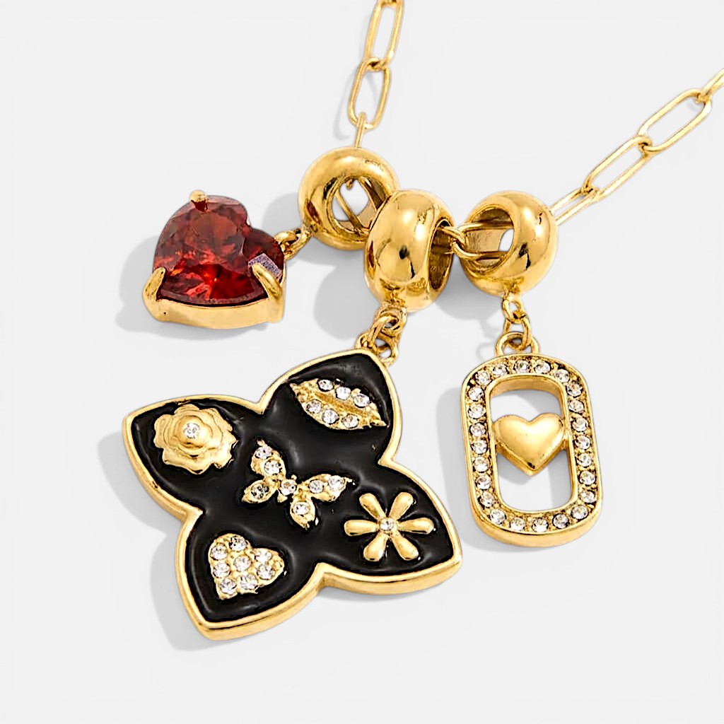 Aurevia Vintage Charm Necklace – 18k Yellow Gold
