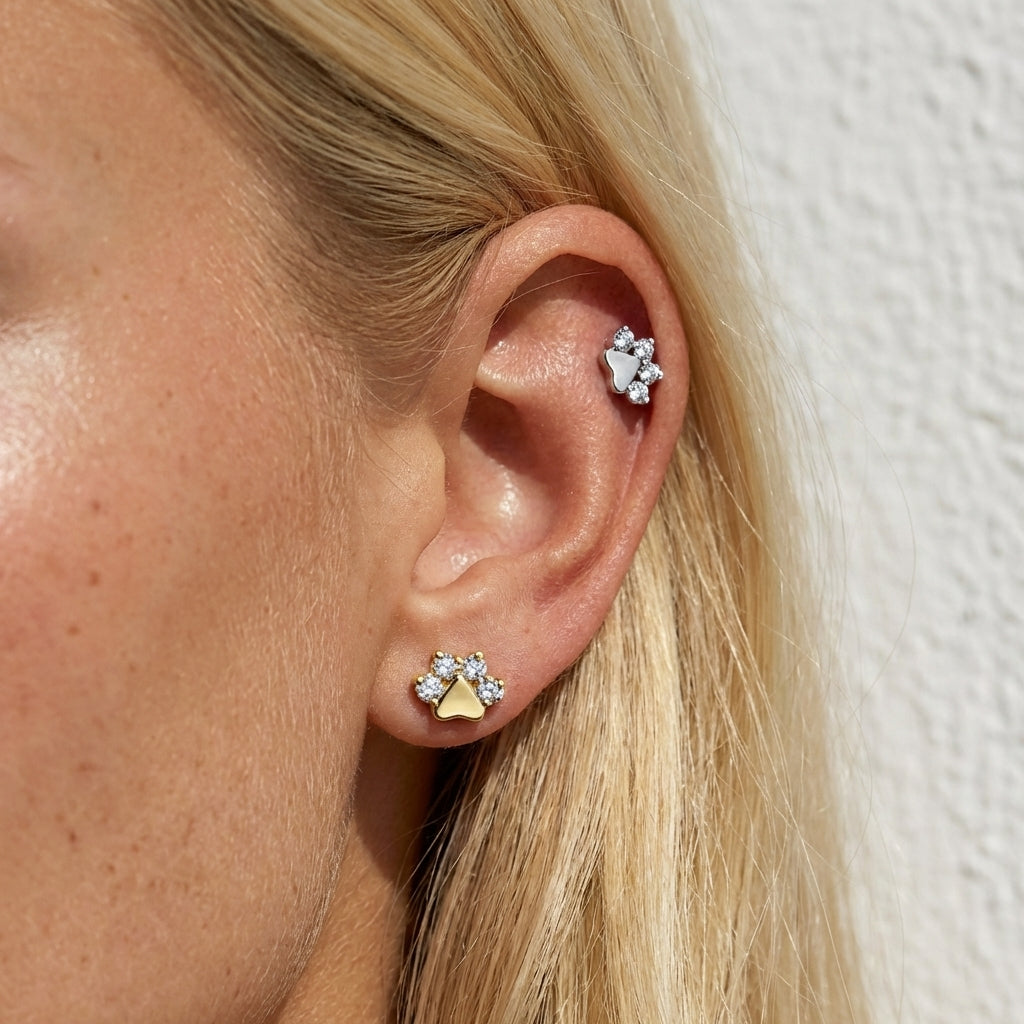 Pawlume Paw Print Cartilage Stud