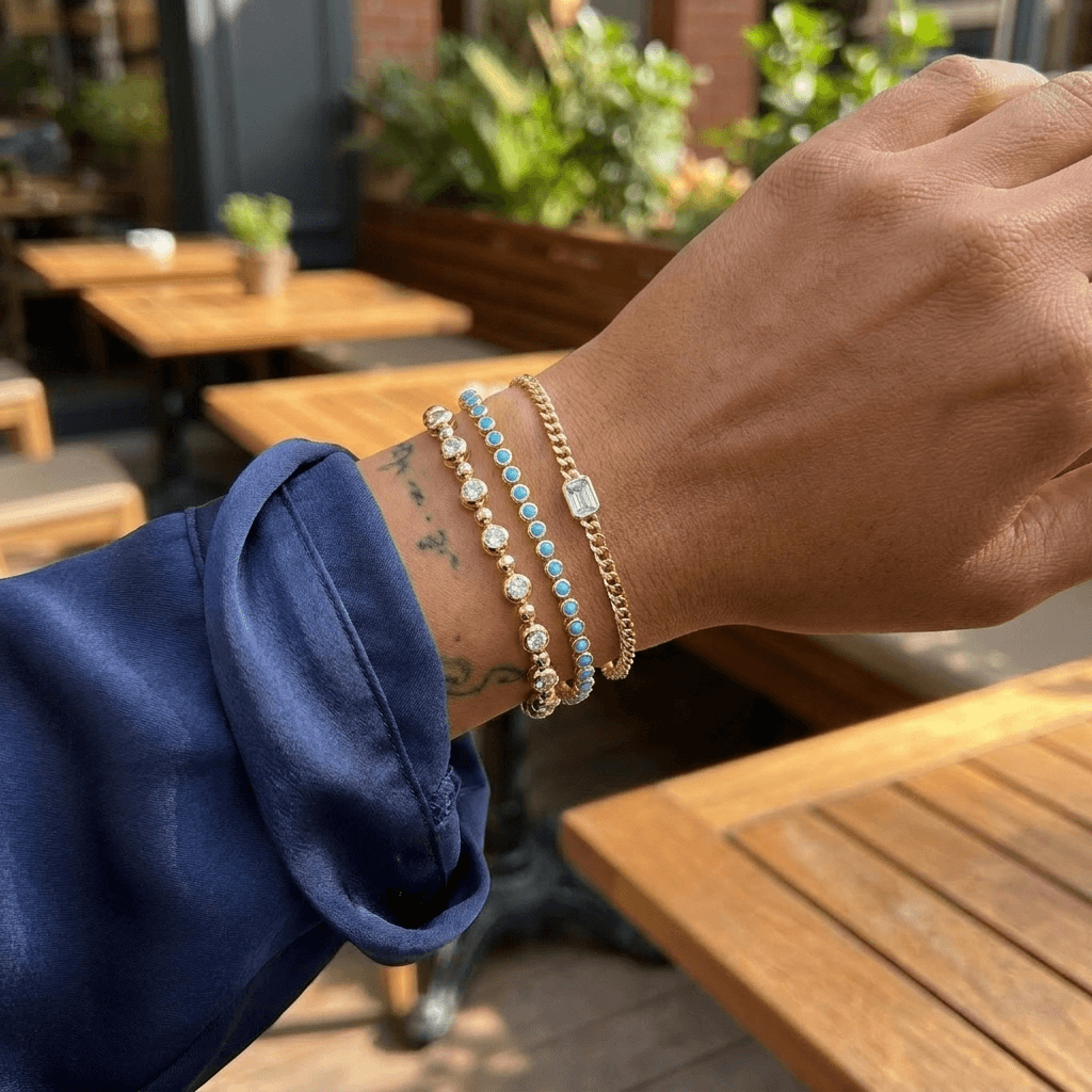 Classic Turquoise Bezel Tennis Bracelet