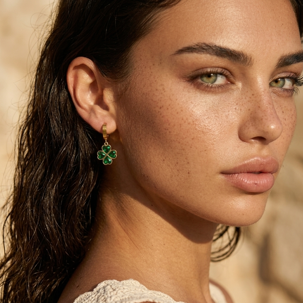 Seraphine Emerald Clover Earrings