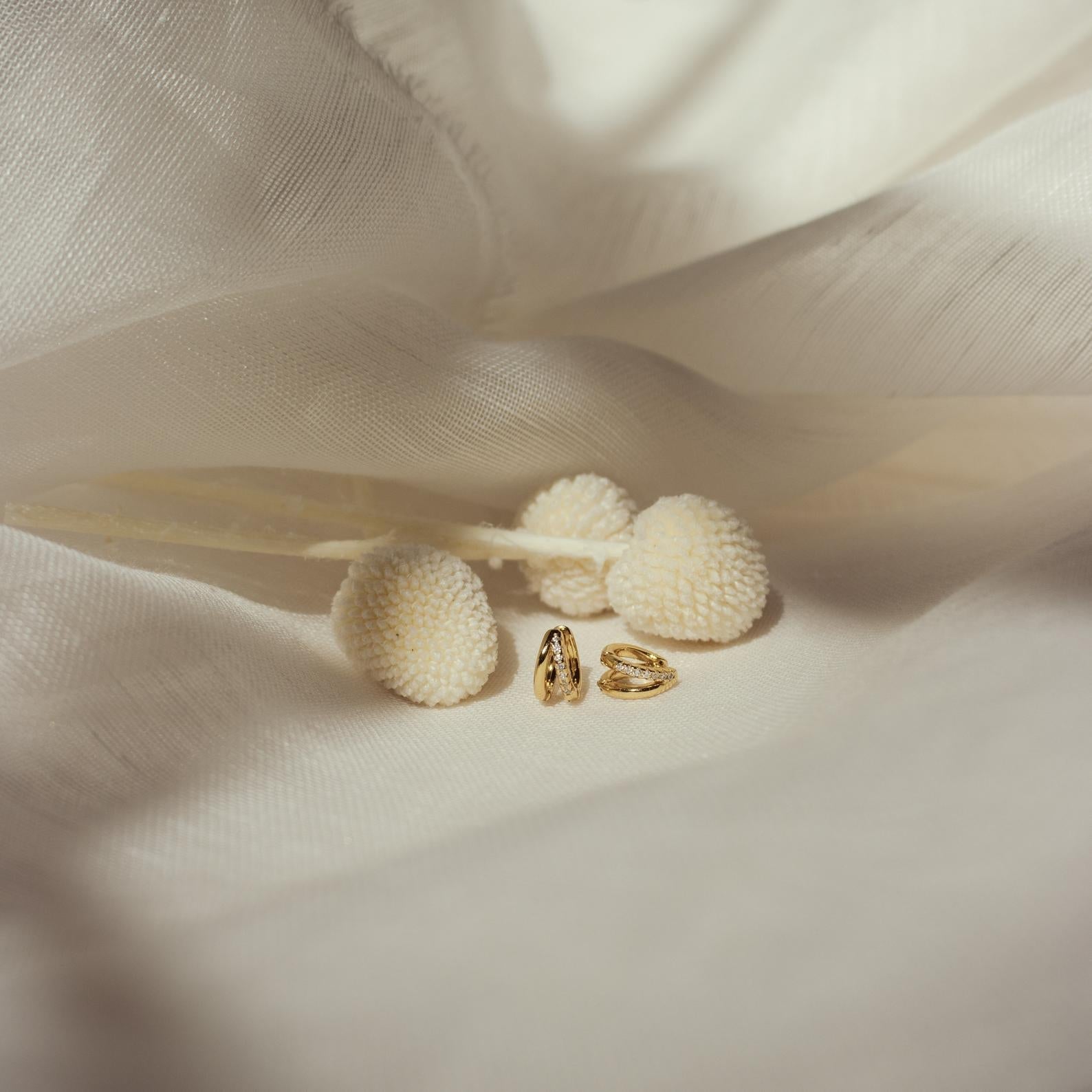 Duo Sparkle Gold Huggie Earrings