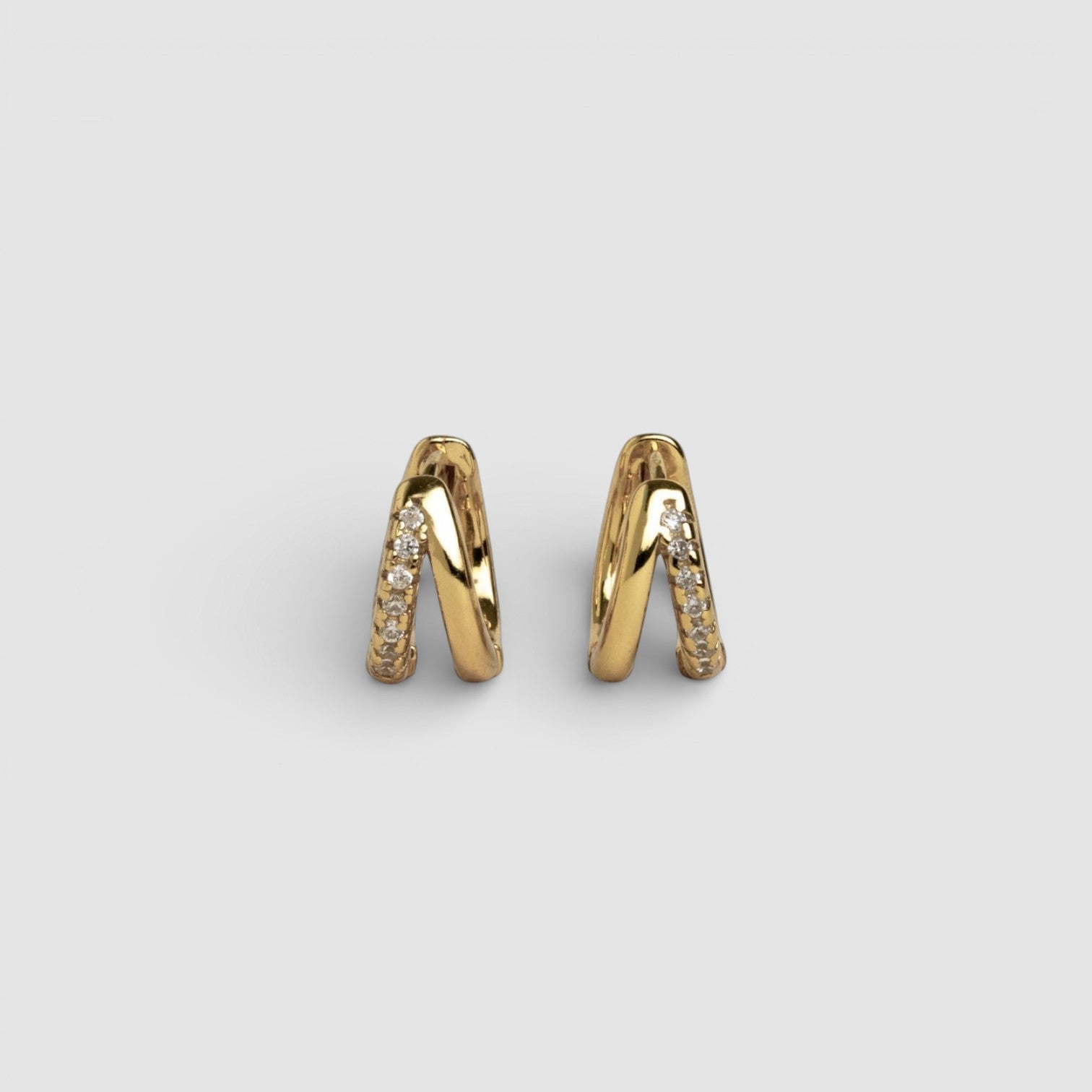 Duo Sparkle Gold Huggie Earrings – Gold