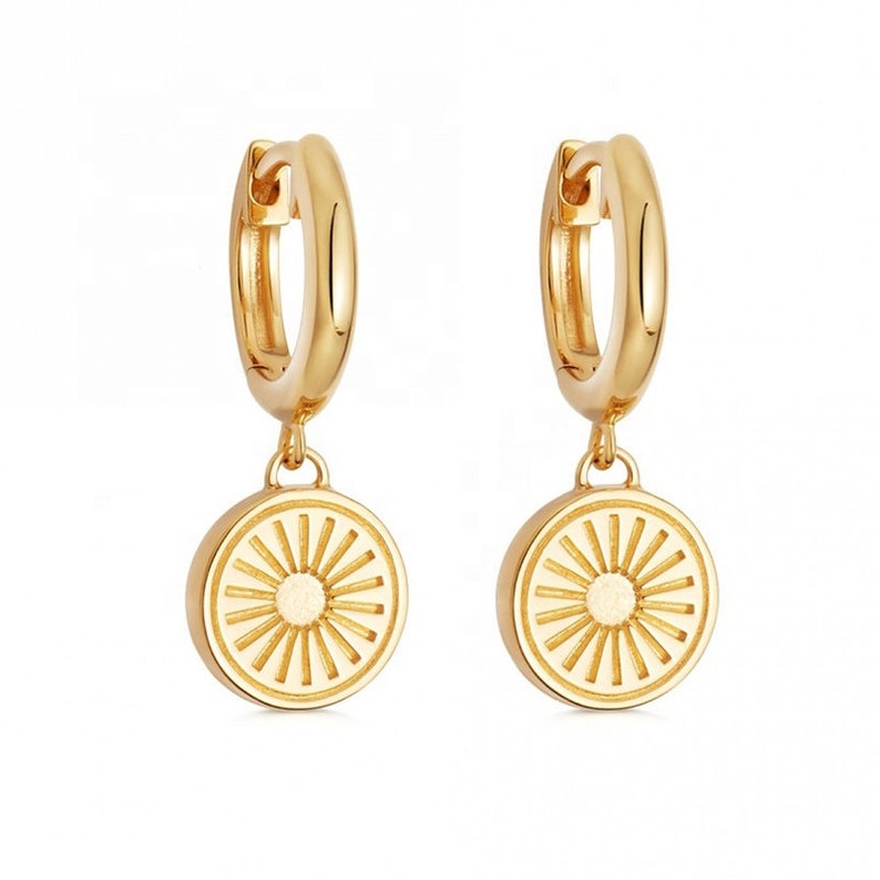 Minimalist Sun Huggie Hoop Earrings