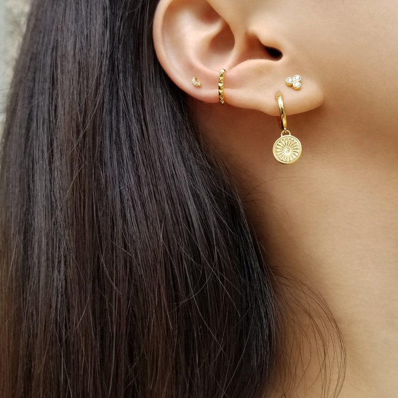 Minimalist Sun Huggie Hoop Earrings