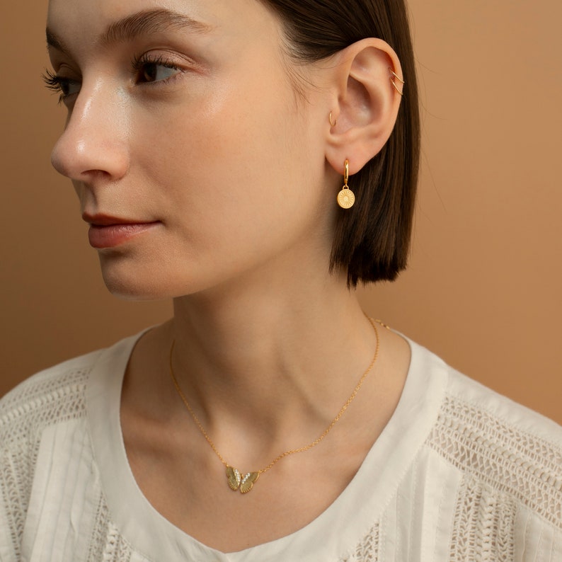 Minimalist Sun Huggie Hoop Earrings