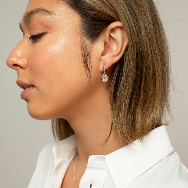 Minimalist Sun Huggie Hoop Earrings