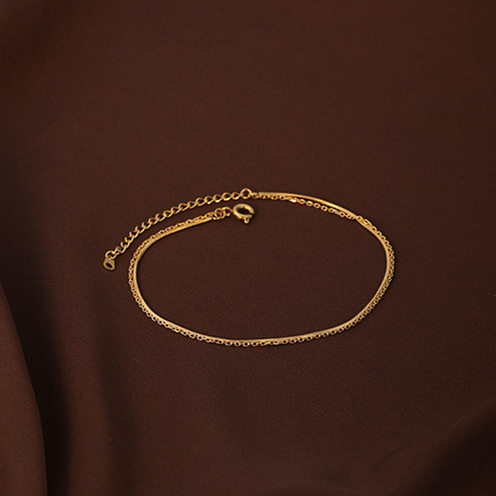 Two Layered Solid Cable Anklet