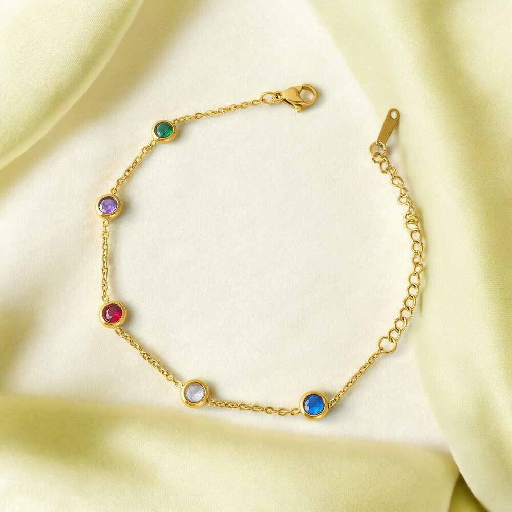 Multi Crystal Charm Bracelet