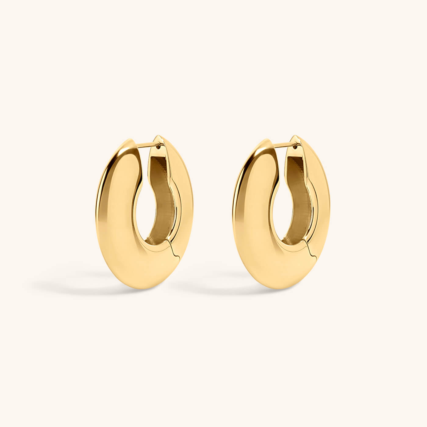 Puffy Disc Hoops – Gold