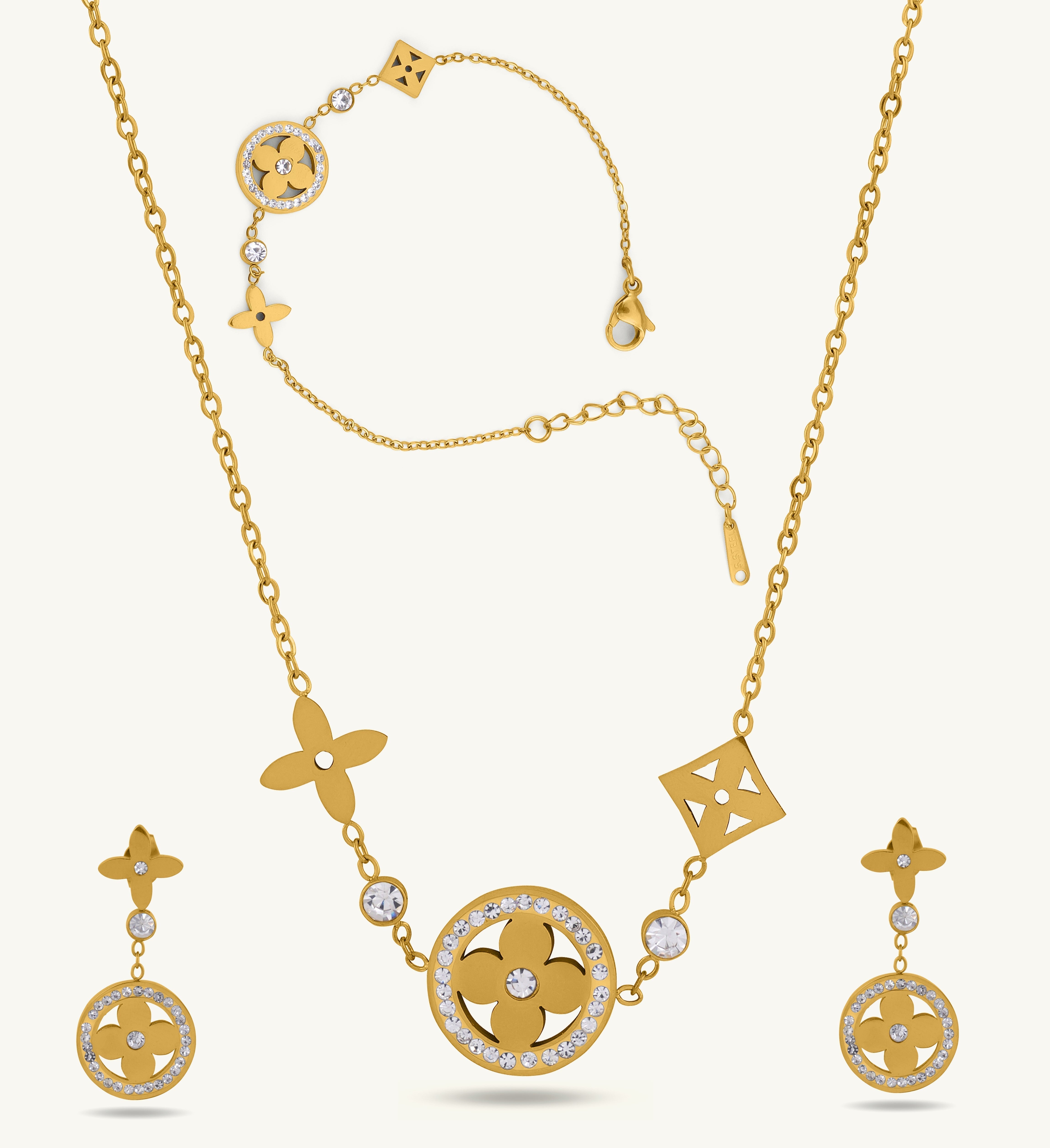 Zircon-Studded Floral Set