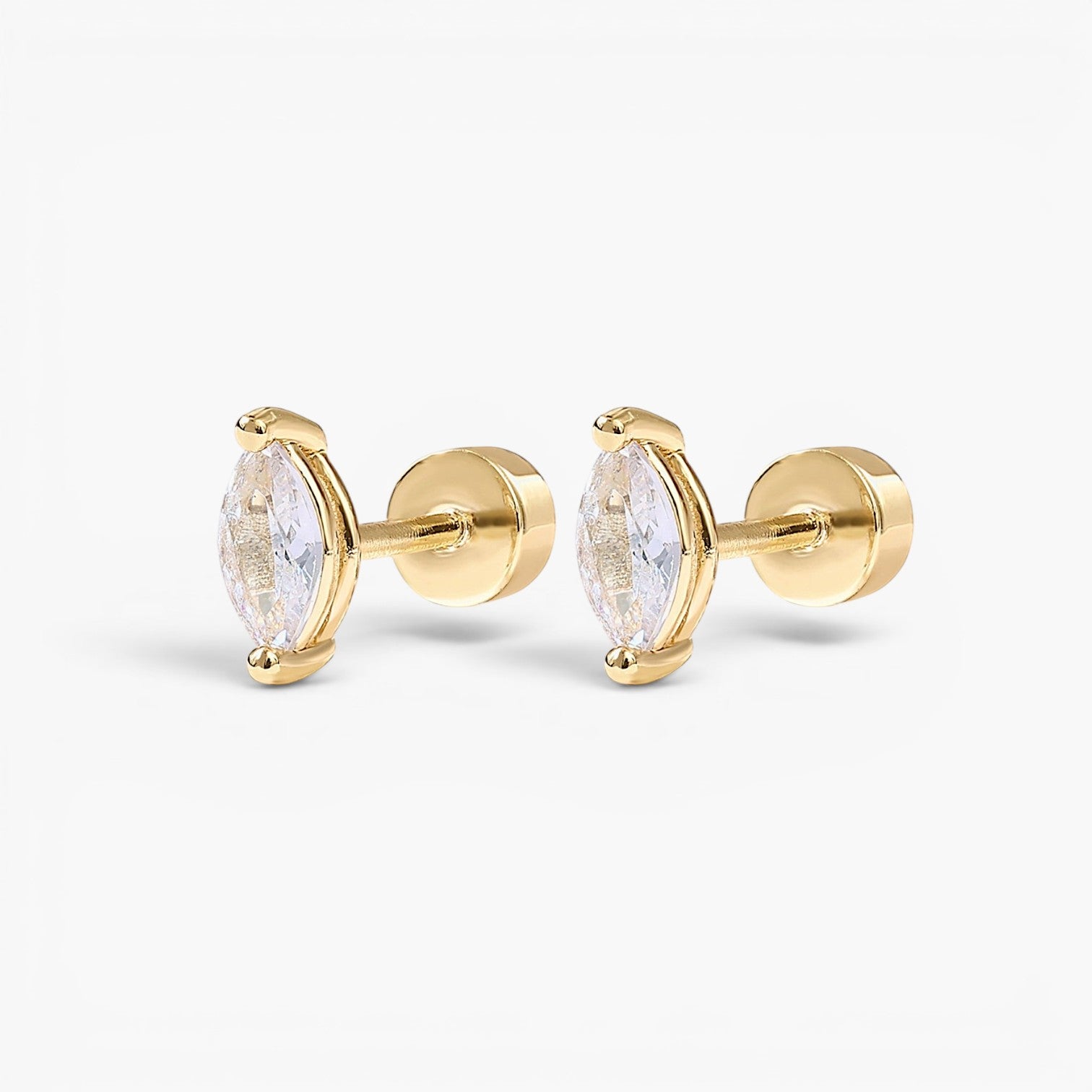 Marquise Tear Flat Back Stud Earrings