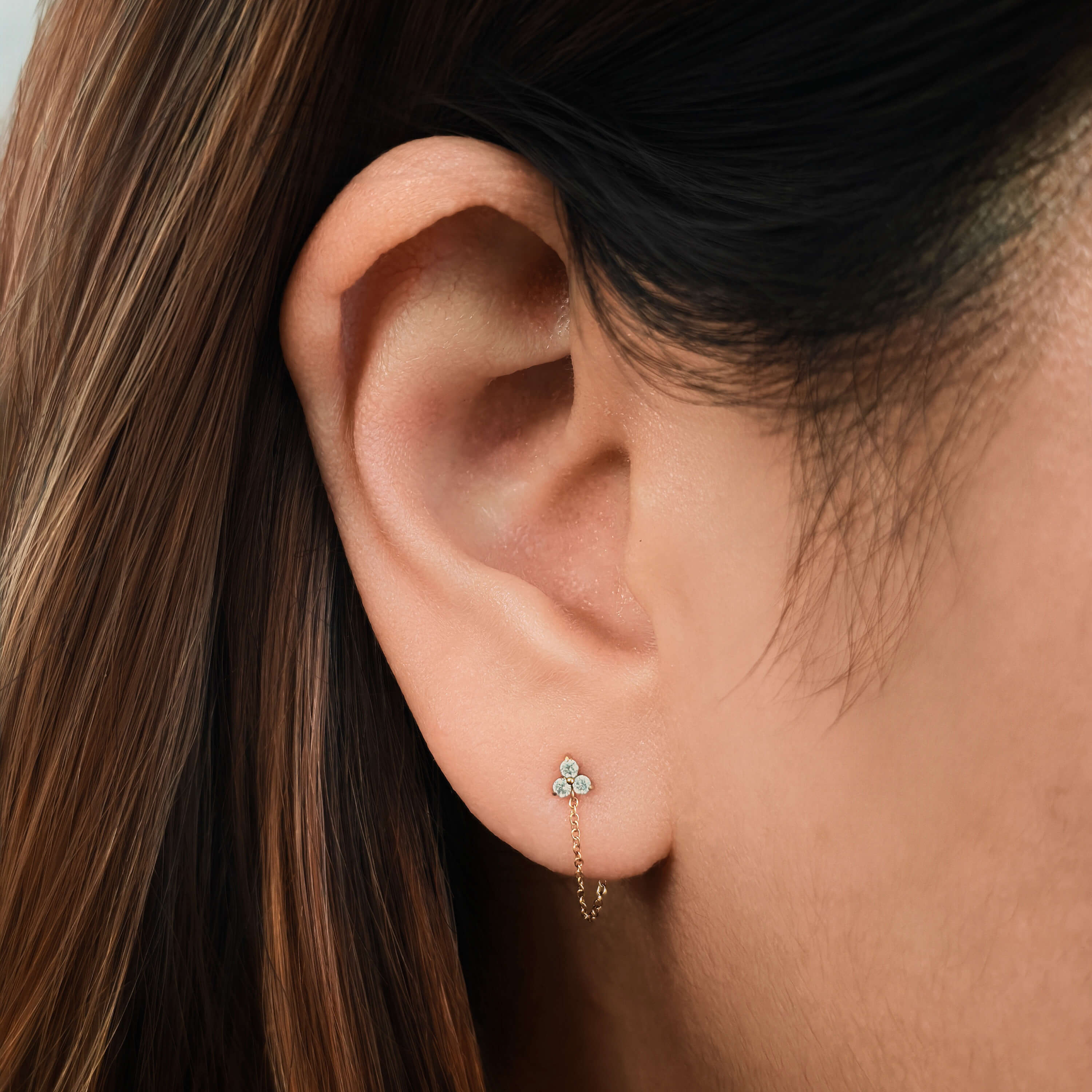 Crystal Trinity Chain Nap Earrings