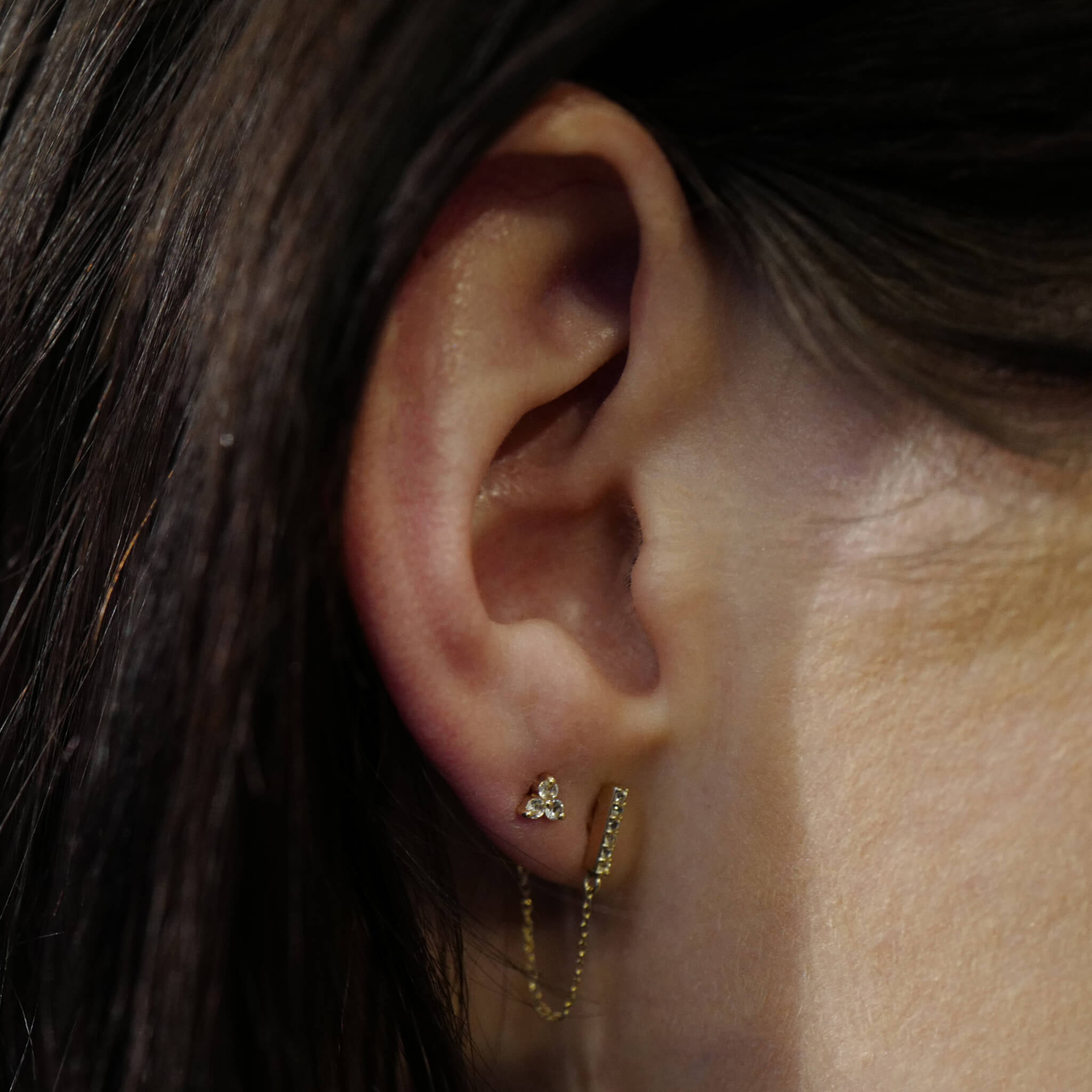 Crystal Trinity Studs in 14k gold plated