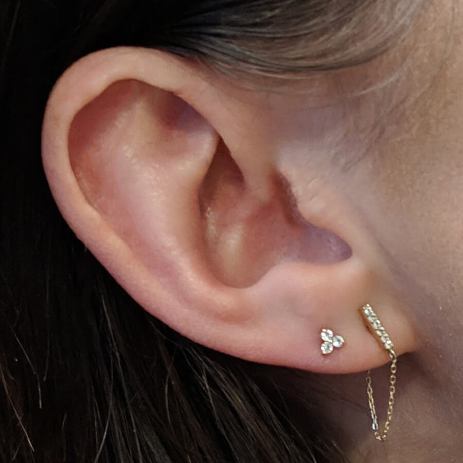 Crystal Trinity Studs in 14k gold plated