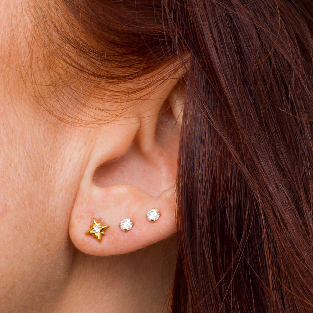 Moissanite Nap Earrings, 3mm
