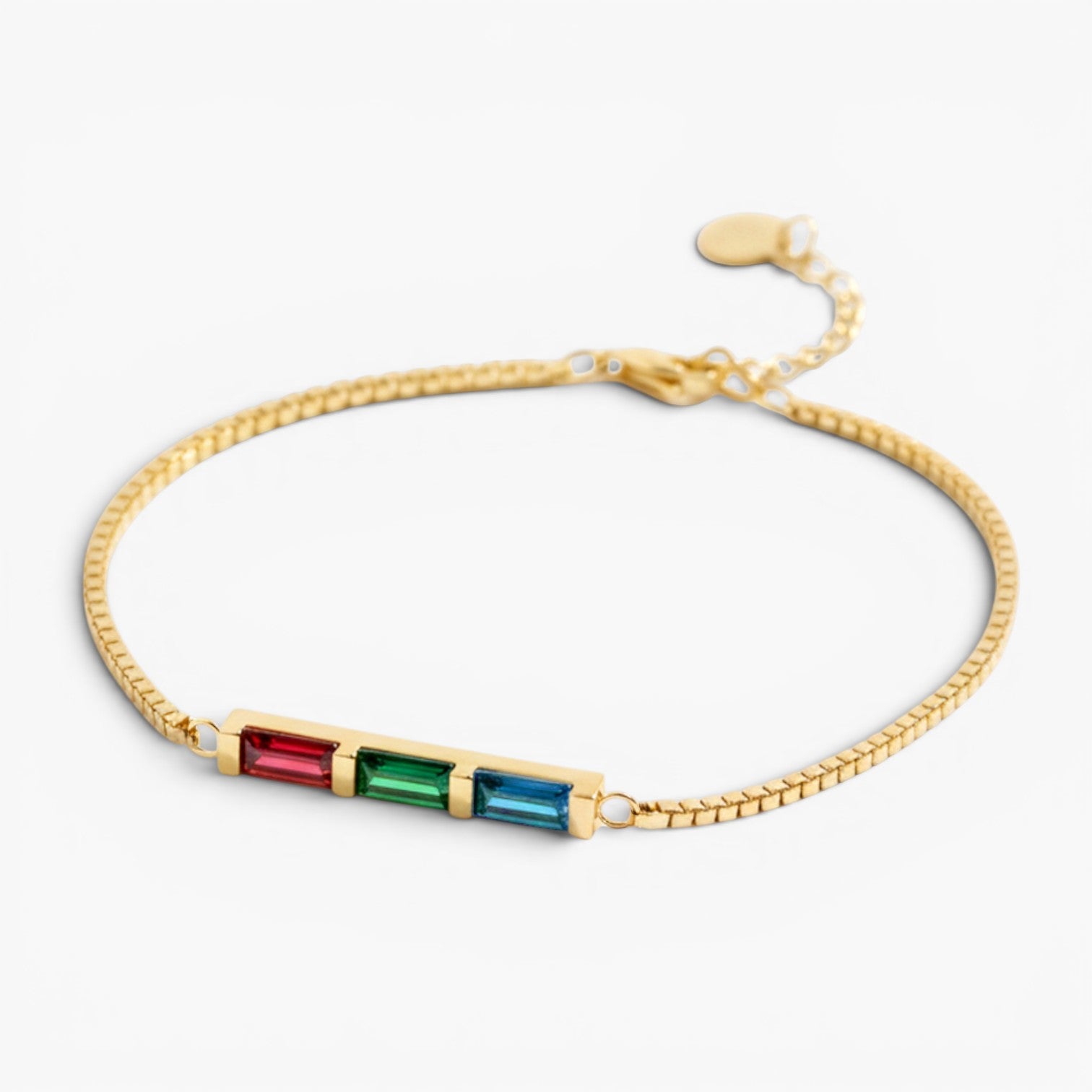 Baguette Birthstone Chain Bracelet