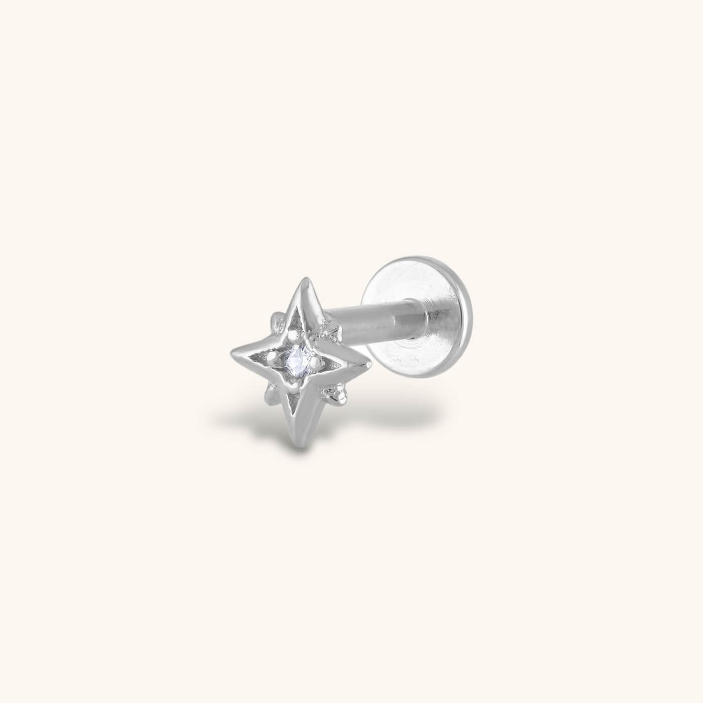 North Star Threaded Flat Back Earring – Titanium - Gold