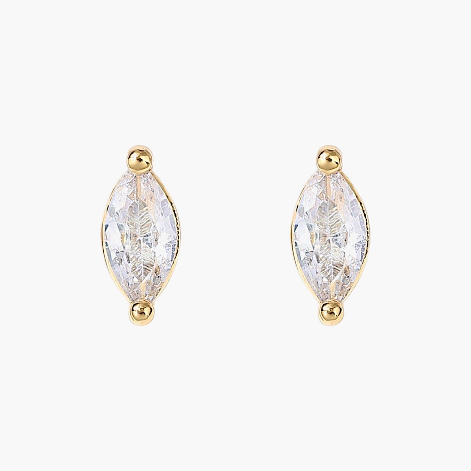 Marquise Tear Flat Back Stud Earrings