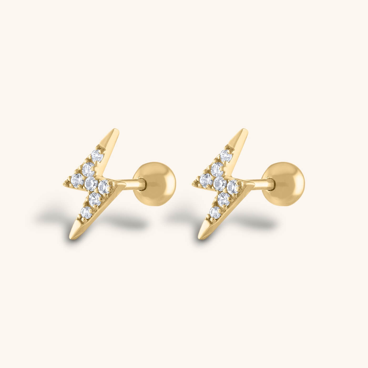 Pave Lightning Ball Back Earrings in 14k gold plated – Pair of Earrings