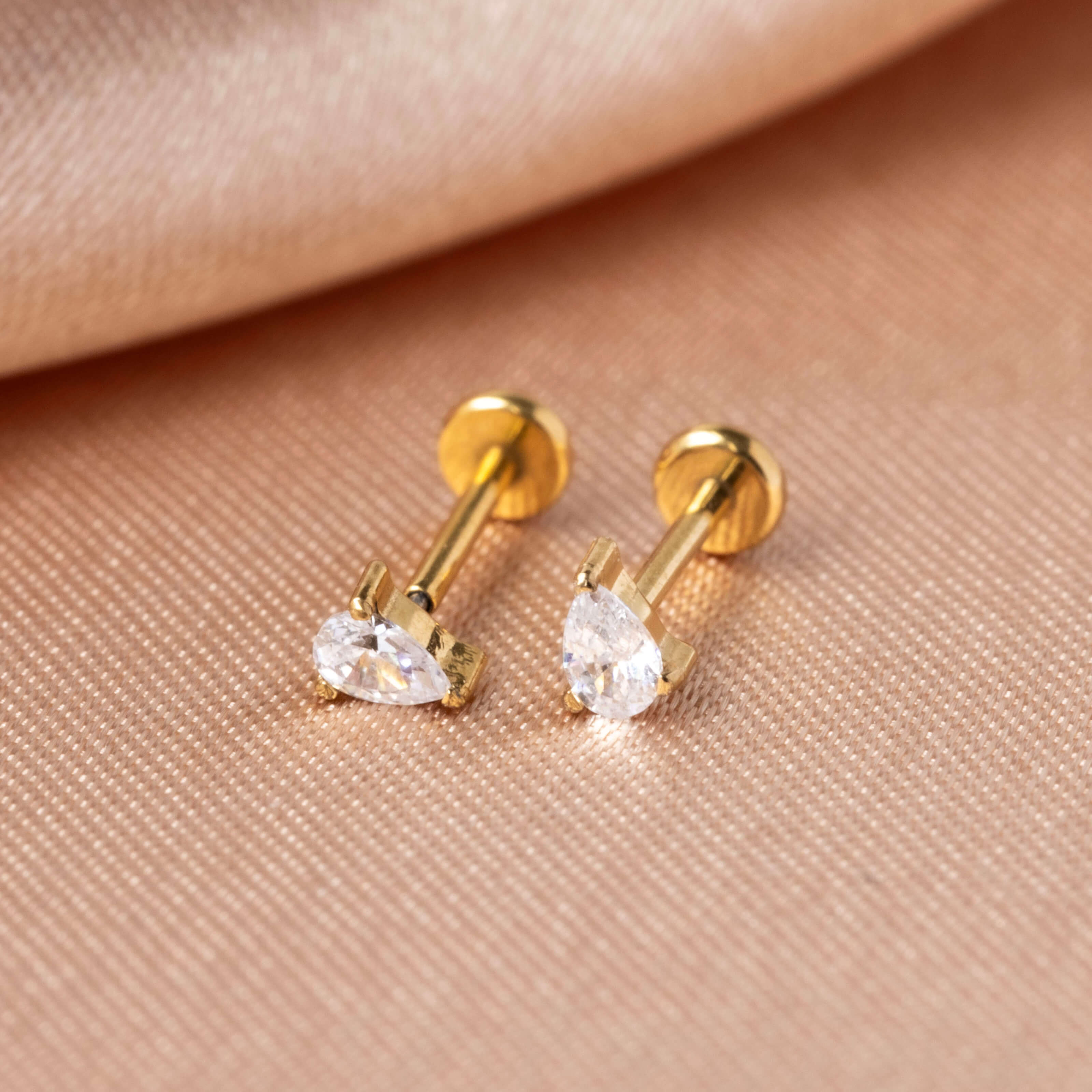 Celestial Crystal Pear Nap Earrings, 3mm