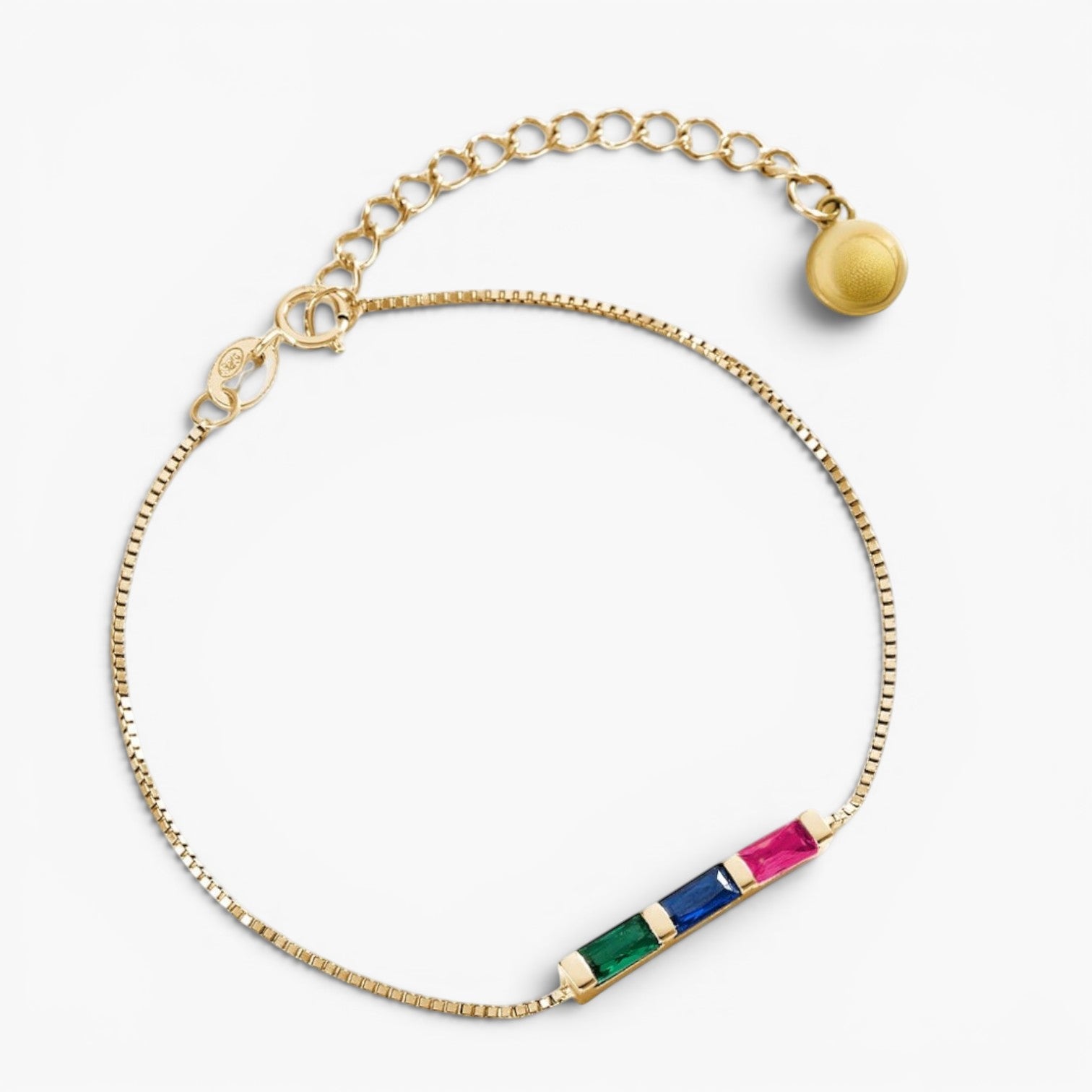 Baguette Birthstone Chain Bracelet