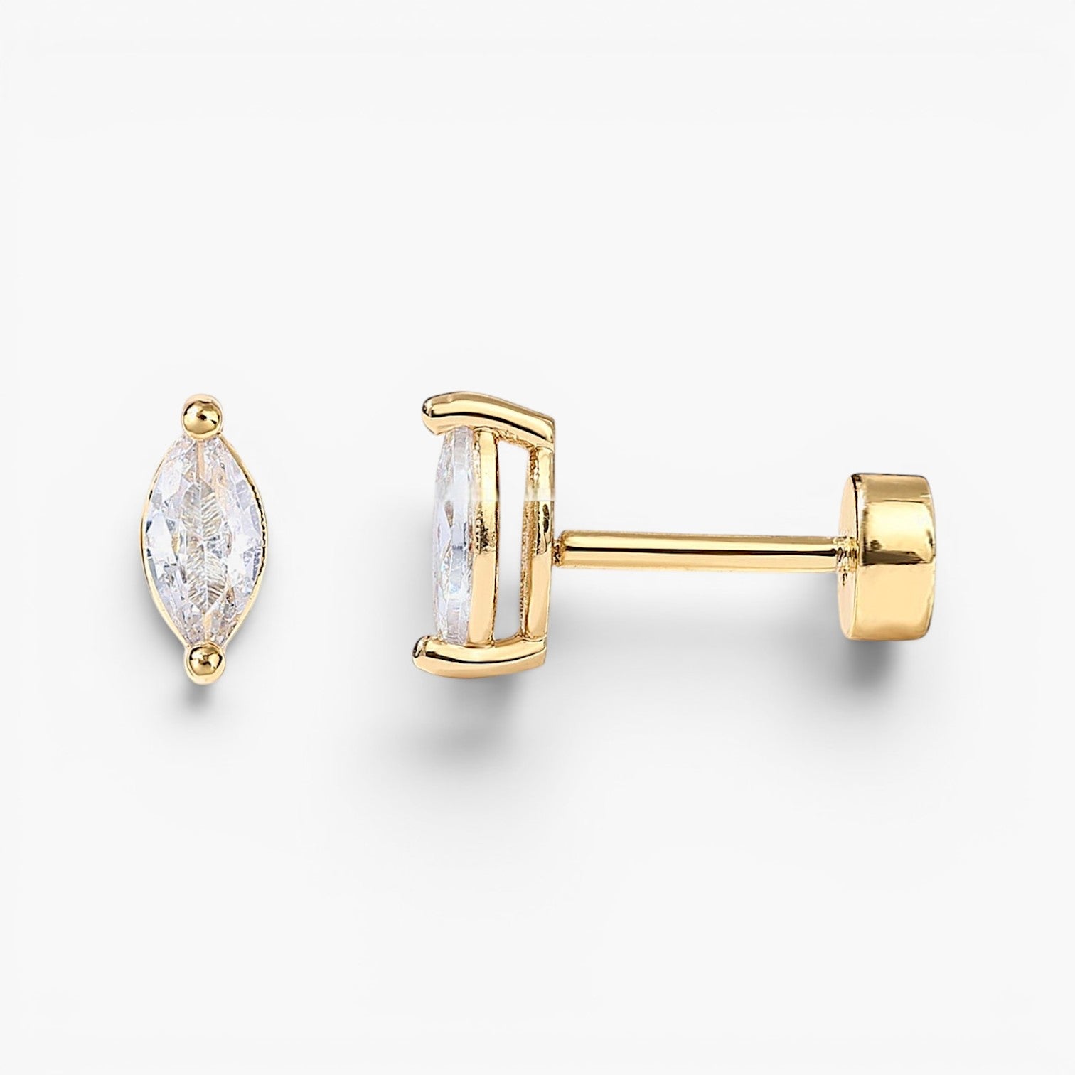Marquise Tear Flat Back Stud Earrings